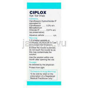 シプロックス　Ciplox、シプロフロキサシン点耳/点眼薬0.3％ 5ml　製造情報