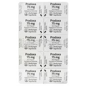 プラザキサ Pradaxa、ダビガトランダビガトランメシル酸　75mg　包装裏面