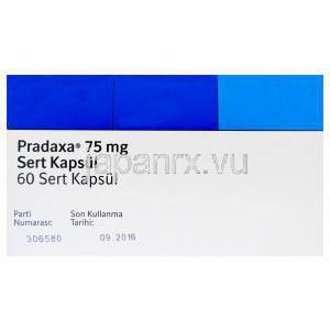 プラザキサ Pradaxa、ダビガトランダビガトランメシル酸　75mg　箱