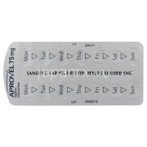 アプロベル　75mg、イルベサルタン　75mg　