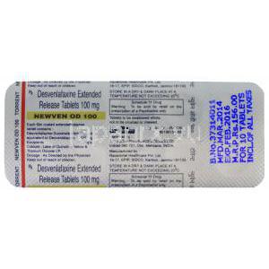 ニューベン　Newven OD100、ジェネリックプリスティーク　PRISTIQ、デスベンラファキシン　100mg