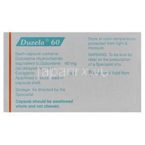 デュゼーラ　Duzela60、ジェネリックシンバルタ、デュロキセチン60mg　製造情報