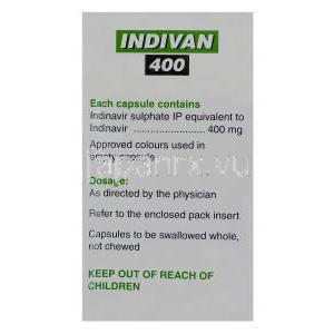 インディバン Indivan、ジェネリッククリキシバン、インジナビル　400mg　成分