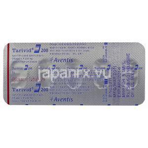 タリビッド　200、ジェネリックタリビッド、オフロキサシン　200mg　包装裏面