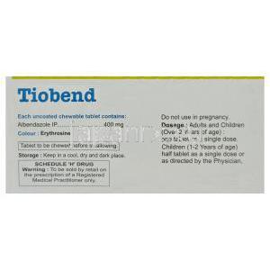 チオベンドTiobend, アルベンザ　ジェネリック, アルベンダゾール　400mg　錠　箱