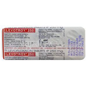 レボトリ 250, レバキュイン　ジェネリック、レポフロキサシン　250mg　シート入り