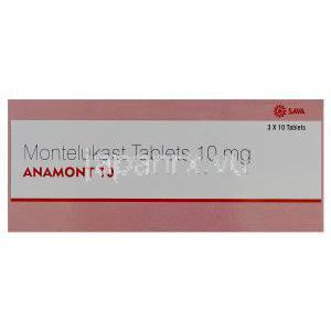 アナモント10、シングレアジェネリック、モンテルカスト　10mg　錠剤　箱