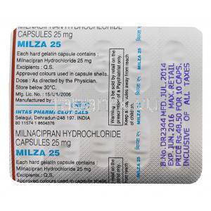 ミルザ25　サベッラジェネリック　ミルナシプラン　ハイドロコロライド　25mg シート