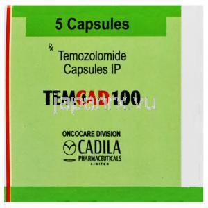 テムカッド100 テモダールジェネリック　テモゾロミド 100mg 　上箱
