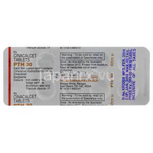 PTH 30　センシパージェネリック、シナカルセト 30mg シート情報