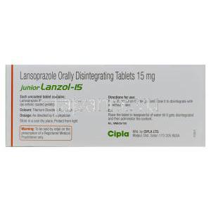 ジュニアランゾール-15, プレバシド　ランソプラゾール 15mg 口腔内崩壊タイプ（子供用）