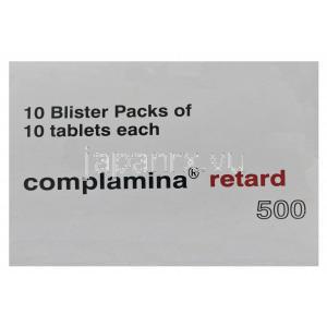 コンプラミナリタード　500 　ニコチン酸キサンチノール 500mg 　　徐放　箱　側面