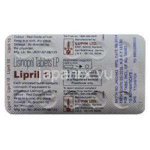 リプリル 10 ゼストリルジェネリック　リシノプリル　10mg　錠　シート　製品情報