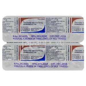 ファモネクスト40 ペプシドジェネリック ファモチジン 40mg 錠　シート　製品情報