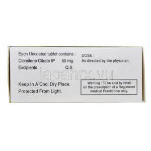 クロフィ50　クロミドジェネリック　クロミフェンクエン酸塩　50mg　箱情報