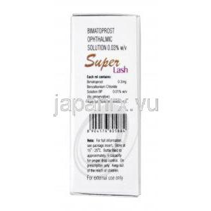 スーパーラッシュ　ビマトプロスト目薬 0.03% 3ml　箱　組成