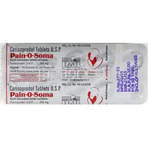 ペインOソマ　ソマジェネリック　カリソプロドール　350mg ブリスター情報