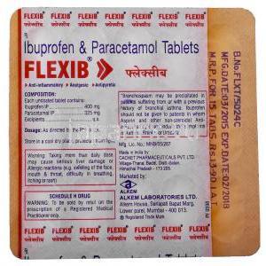 フレキシブ,イブプロフェン 400mg パラセタモール 325mg 錠シート　情報