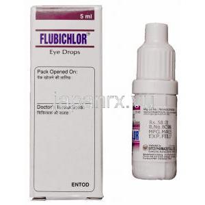 フラビクロール,　フルルビプロフェン 0.03%/クロラムフェニコール 0.5%配合 点眼薬 5ml　包装