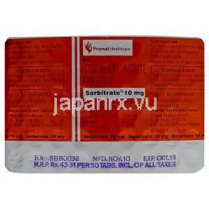 硝酸イソソルビド (ニトロールジェネリック), Sorbitrate,10 mg 錠