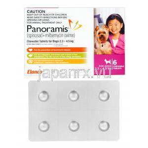 パノラミス　チュアブル錠　超小型犬用（2.3kg-4.5kg）,スピノサド 140mg   ミルベマイシン  2.3mg