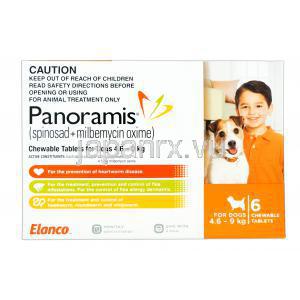 パノラミス　チュアブル錠　小型犬用（4.6kg-9kg）,スピノサド 270mg   ミルベマイシン  4.5mg　箱