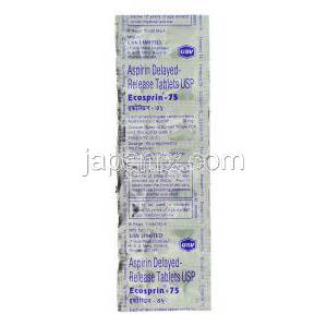 エコスプリン , アスピリン ジェネリック 75mg 錠 (USV) 包装
