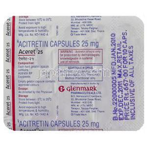 エースレット, アシトレチン 25mg 錠 (Gracewell) 包装裏面