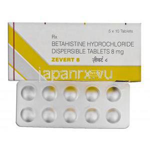 ベタヒスチン （メリスロン ジェネリック）, Zevert, 8MG 錠 (Intas)