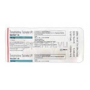 バーティン，サークジェネリック，ベタヒスチン 16mg　ブリスターパック