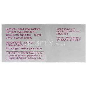 ヒスタック Histac, ザンタック ジェネリック, ラニチジン 150mg  錠 (Ranbaxy) 製造者情報