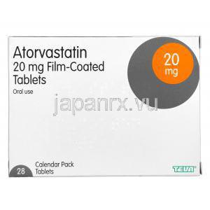 アトルバスタチン　20 mg　製造元： Teva