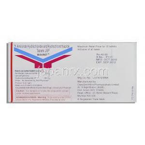 ビデュレット, アミロライド・ヒドロクロロチアジド配合 5mg/50mg 錠 (GSK) 箱裏面