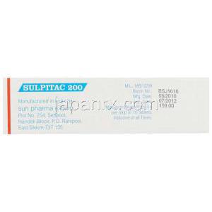 スルピタック, アミスルピリド 200mg 錠 (Sun Pharma) 製造者情報