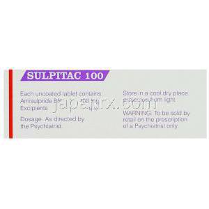 スルピタック, アミスルピリド 100mg 錠 (Sun Pharma) 成分