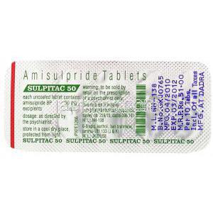 スルピタック, アミスルピリド 50mg 錠 (Sun Pharma)