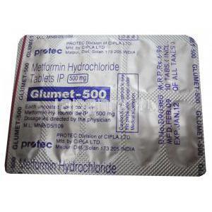 ジェネリック・グルコファージ, メトホルミン 500 mg （ブリスター梱包）