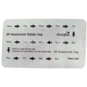ディー・ピー・アナストロゾール, アナストロゾール　1 mg　裏面