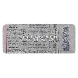 アクセプタ, アトモキセチン18mg　包装裏面