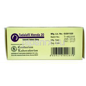 エクステンダ，シアリスジェネリック，タダラフィル 20mg　製造元： Centurion