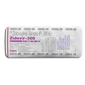 ジドビル,  ジドブジン 300mg カプセル (Cipla) 包装裏面