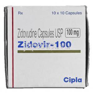 ジドビル,  ジドブジン 100mg カプセル (Cipla) 箱