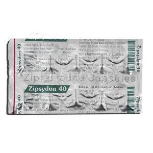 ジプシドン, ジプラシドン 40mg カプセル (Sun Pharma) 包装裏面