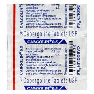 カブゴリン, カベルゴリン　0.5mg 包装シート
