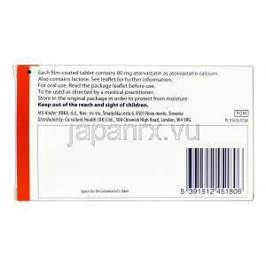 アトルバスタチン,リピトール ジェネリック,アトルバスタチン 80mg 箱　詳細情報