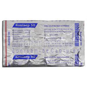 ゾニセップ, ゾニサミド 50mg, 包装記載情報