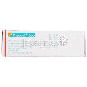 ウルソコール, ウルソデオキシコール酸, 300mg 錠 (Sun Pharma) 製造者情報
