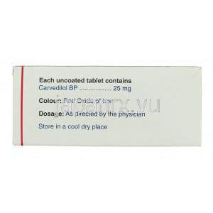 カーロック, カルベジロール 25mg 錠 (Cipla) 成分