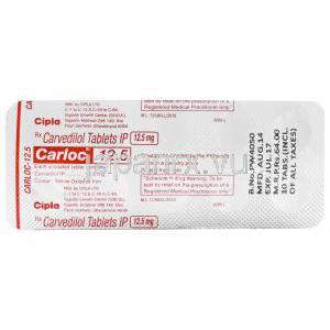 カーロック, カルベジロール 12.5mg　包装裏面