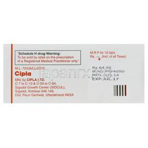 カーロック, カルベジロール 12.5mg　Cipla製